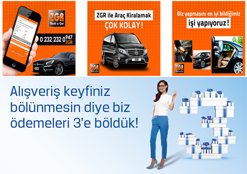 Kredi Kartına Taksit ile Araç Kiralama İzmir ZGR Rent a Car da.